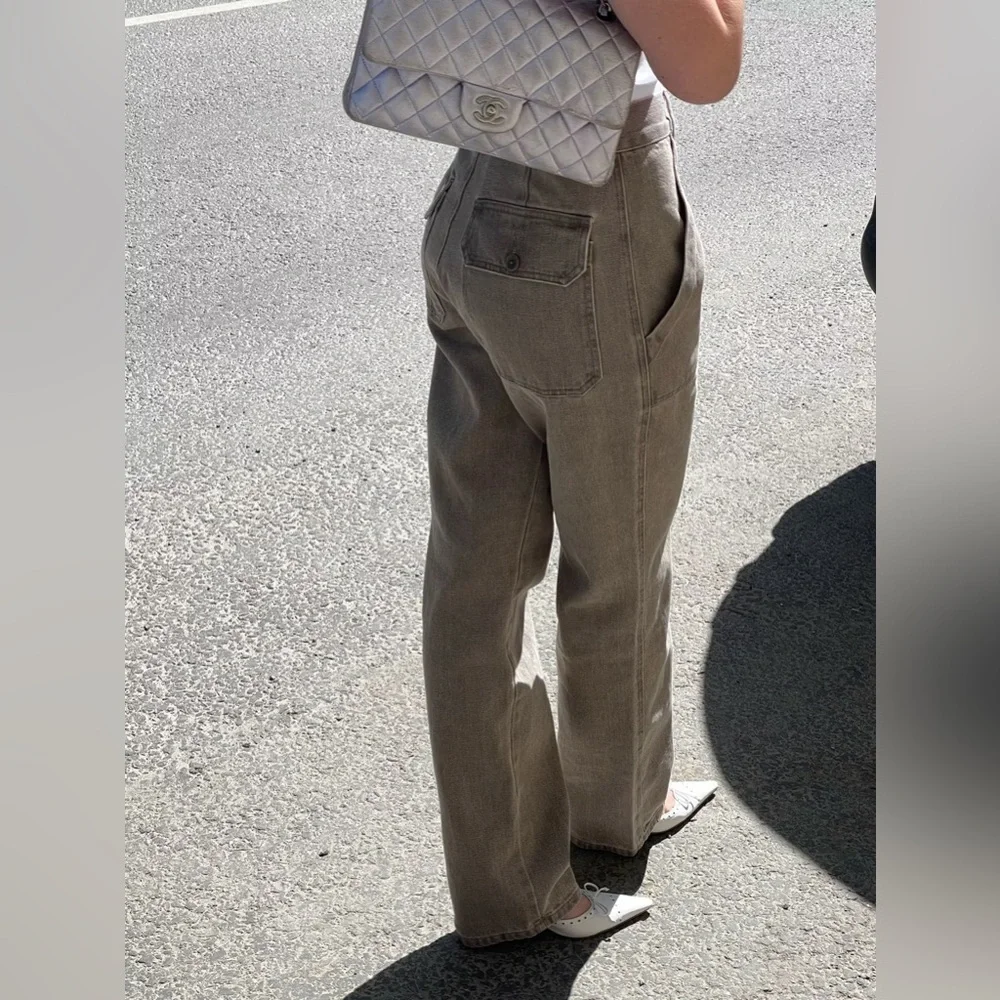 Djerf Avenue Straight-Leg Utility Pants in Taupe - Picture 10 of 14